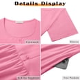 thumbnail image 6 of MOSHU Summer Dresses for Women Crewneck Short Sleeve Midi Dress Casual Button A-Line Sundress with Pockets, 6 of 8