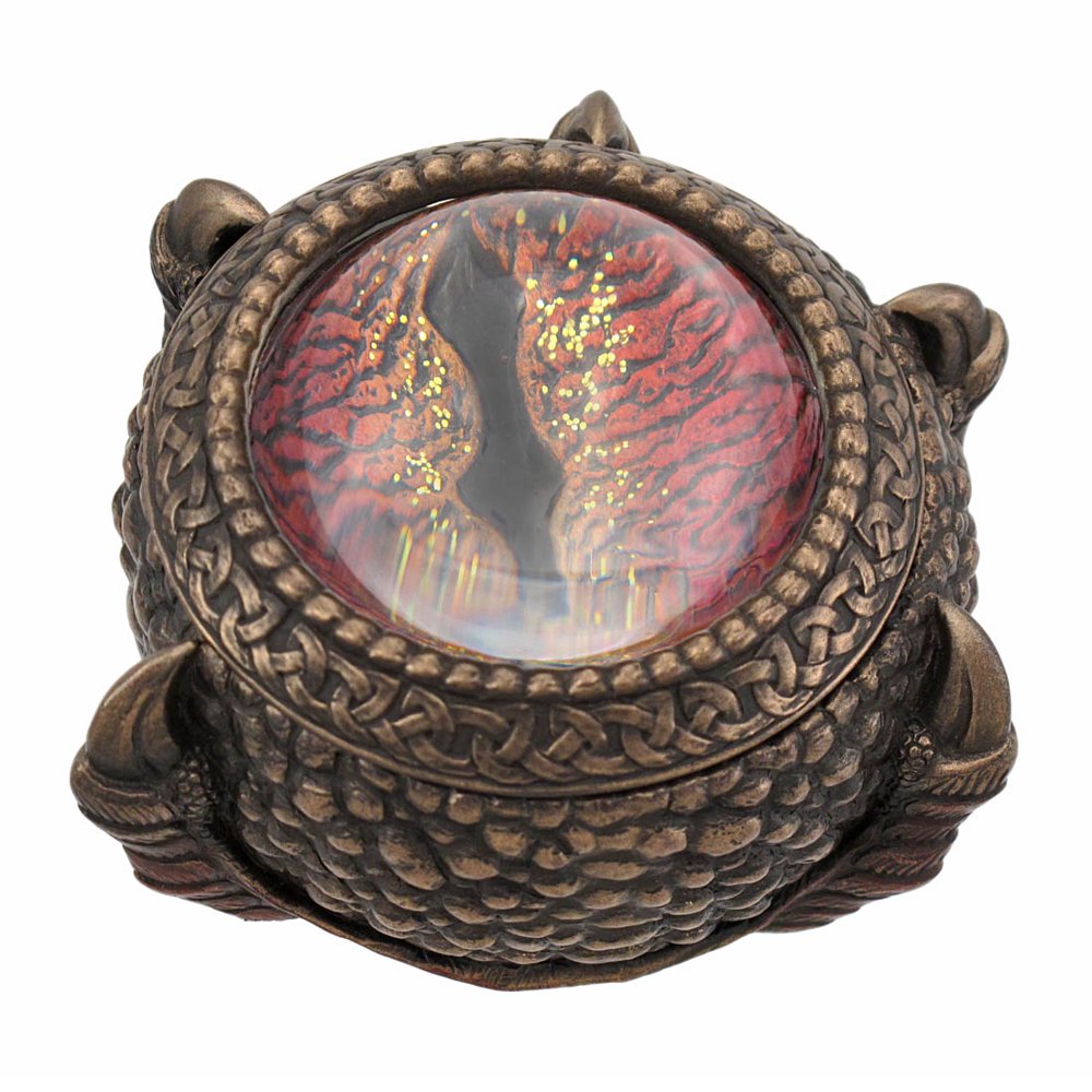 Veronese Design Bronze Finish Dragon Eye Trinket / Stash Box