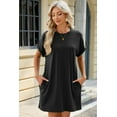 thumbnail image 4 of Women’s Summer Dresses Short Sleeve T-Shirt Dress Casual Loose Slit Beach Mini Vacation Dresses Tunic Top (Black,X-Large), 4 of 6