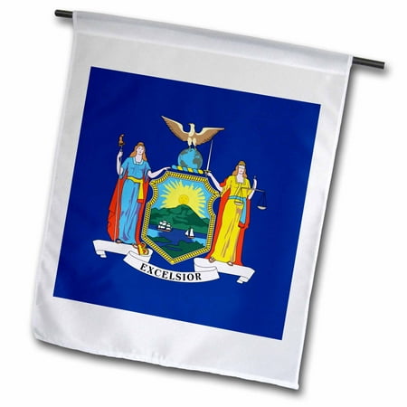 State Coat Of Arms - 3dRose Flag of New York - NY coat of arms seal - US American United State of America USA - justice liberty - Garden Flag, 12 by 18-inch