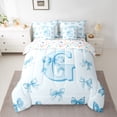 thumbnail image 2 of Castle Fairy Alphabet Bowknot 7 Pieces Bedding Comforter Set,Kawaii Cartoon Full Bedding Set Lightweight,Monogrammed Letter Fitted Sheet Flat Sheet,Luxury Girls Bedroom Decor,Reversible, 2 of 8