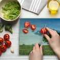 thumbnail image 3 of Tree Cutting Board, Tree on a Wide Dandelion Flower Field Fluffy Clouds Summer Getaway Meadow Picture, Decorative Tempered Glass Cutting and Serving Board, Large Size, Green Blue, by Ambesonne, 3 of 5