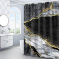 thumbnail image 2 of Blackgold2 Cortina de ducha de mármol Domoku, cortinas de ducha con textura de mármol negro y dorado para baño, cortina de baño moderna abstracta decorativa con 12 ganchos Fabri, 2 of 5