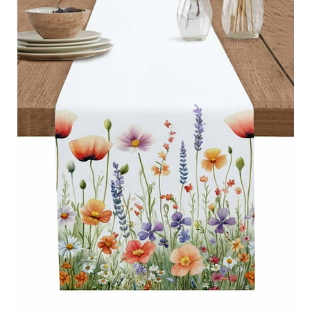 

Table Runner Dresser Scarf 13 x 72 Inch Red Purple Floral Rustic Wildflower Leaf Spring Blossom Table Runners Non-Slip Heat Kitchen Dining Table Decor for Indoor Outdoor Home Party Decoration