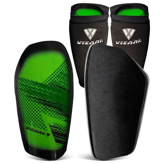 Vizari Slip-In Soccer Shin Guards for Adults and Youth | Lightweight Protective Shin Pads for Men and Women - GREEN/BLACK, S