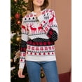 thumbnail image 2 of KelaJuan Unisex Christmas Sweater Winter Couple Long Sleeve Round Neck Reindeer Pattern Classic Fit Knit Tops, 2 of 6