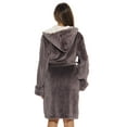 thumbnail image 2 of Just Love Women's Hooded Velour Robe with Sherpa Lined Hood and Pockets (Nickel, X-Small), 2 of 4