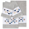 thumbnail image 2 of Authentic Hotel and Spa  Turkish Cotton Squares Embroidered Light Grey 4-piece Towel Set, 2 of 5
