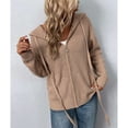 thumbnail image 2 of Chaqueta con capucha, cremallera, cordón y bolsillos, color caqui, manga larga, talla M, para mujer, 2 of 6