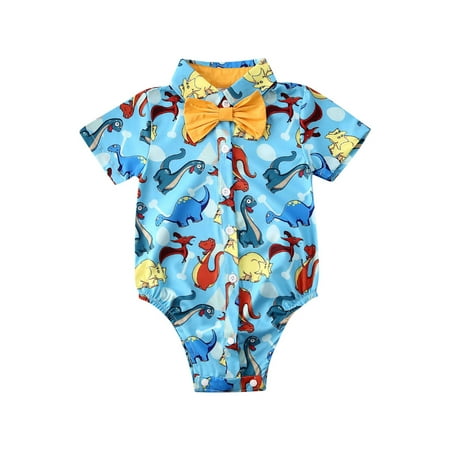 

Douhoow Baby Boy Gentleman Bodysuit Infant Short Sleeve Turn Down Collar Romper