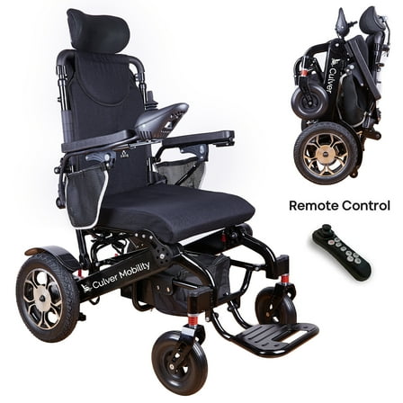 Alton Mobility - SHAWK - Reclining Foldable Lightweight Electric Wheelchair 500W Motor 330 lbs 13 Miles - Black