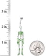 thumbnail image 3 of Body Candy Womens 14G Stainless Steel Navel Ring Piercing Green Hinged Skeleton Dangle Belly Button Ring, 3 of 3