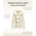 thumbnail image 3 of Giolshon Women's Double Sided Puffer Coats Faux Fur Jacket with Fur Collar, 3 of 6