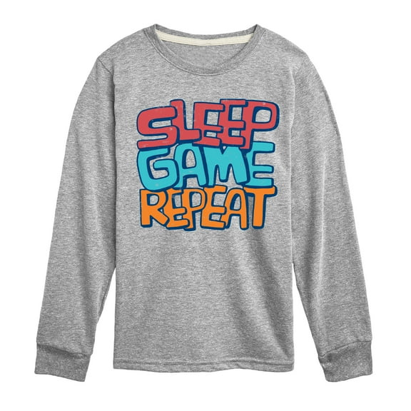 Instant Message - Sleep, Game, Repeat - Toddler & Youth Long Sleeve Graphic T-Shirt