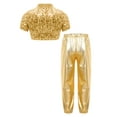 thumbnail image 2 of renvena Girls Hip Hop Sequins Costume Sparkly Short Sleeve Tank Tops with Metallic Leggings Pants Gold 12, 2 of 7