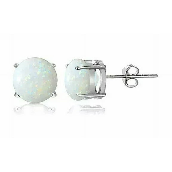 2Ct Round Cut Women's Fire Opal Push Back Stud Earrings 14K White Gold Plated