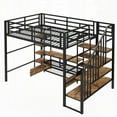 thumbnail image 6 of Full Size Metal Loft Bed with Staircase & Low Storage Table - Black, 6 of 19