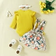thumbnail image 3 of Yidarton 9-12M 2022 Autumn And Winter Baby Strap Skirt Set Baby Long Sleeve Ha Coat Flower Bow Strap Skirt, 3 of 9