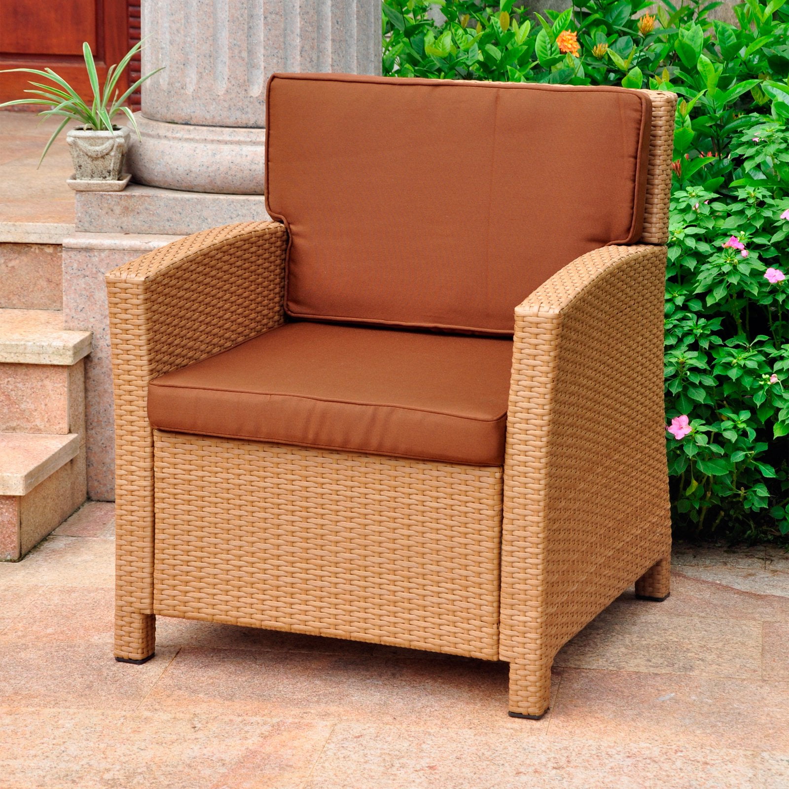 International Caravan Valencia Resin Wicker Steel Contemporary Deep Seat Armchair with... by NA