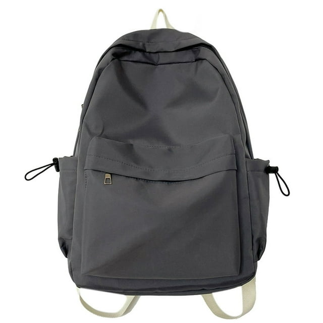 Teens Fashion Backpack Solid Zipper Large Capacity Nylon Backpack (White)
