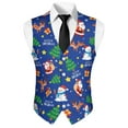 thumbnail image 5 of Yuyamidu Blue Christmas Men's Casual Business Vests Lightweight Santa Claus Waistcoat with Adjustable Back Strap Snowman Slim Fit Suit Vest for Men Size M, 5 of 7