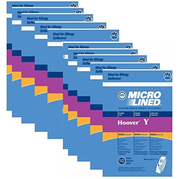 Compatible with Hoover Windtunnel Y Vacuum Bags Microlined (100 Bags)