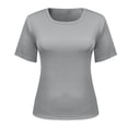 thumbnail image 6 of RQYYD Women Plus Size Built-in Bra T Shirt Top Short Sleeve Square Neck Basic Tees Casual Ribbed Knit Fitted Going Out Tops, 6 of 6
