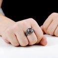 thumbnail image 3 of Vintage Hand Jewelry Stainless Steel Sapphire Carved Men's Ring, 3 of 5