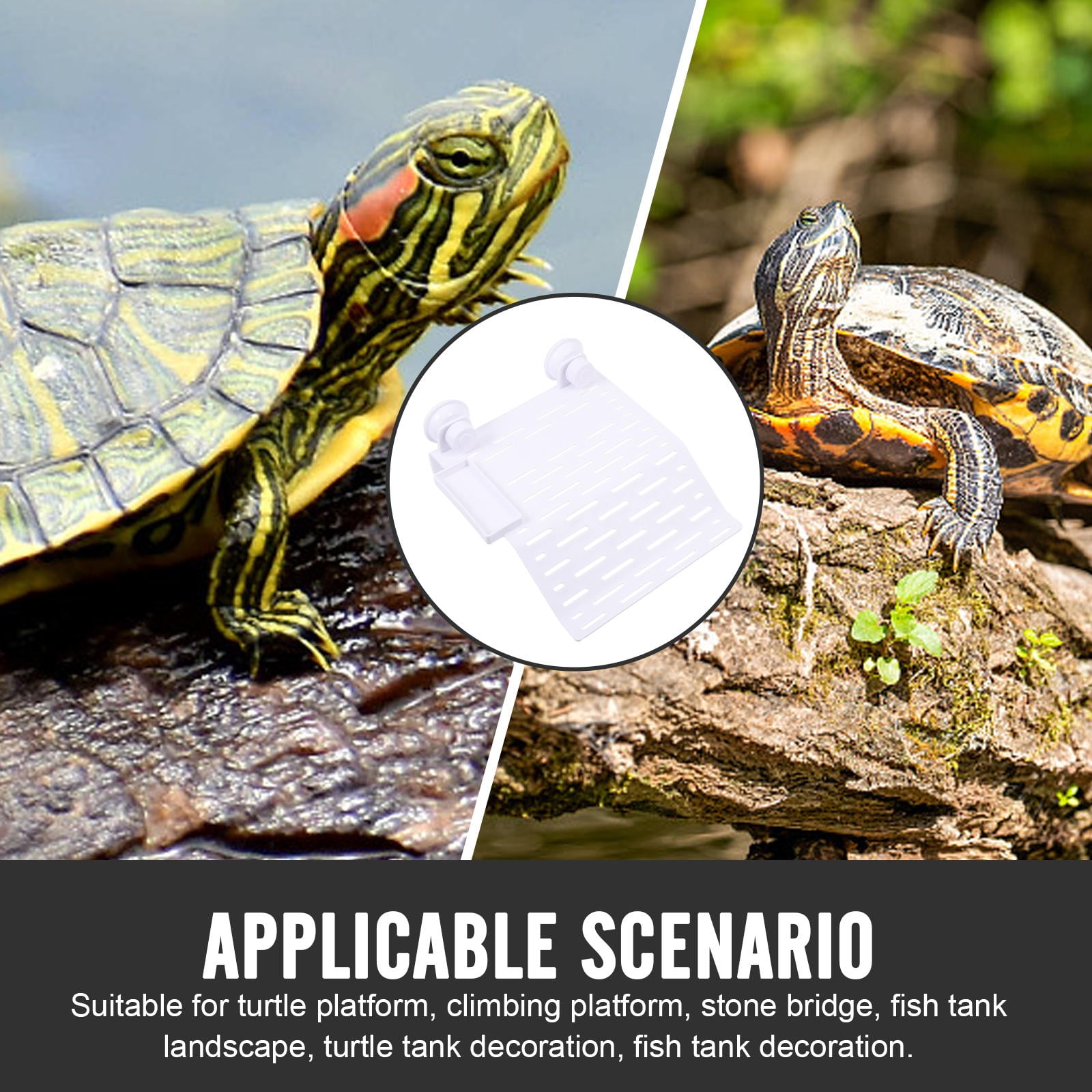 Phenofice Aquarium Use Reptile Basking Platform Sucker Type Acrylic White Turtle Resting Accessory 1Pack
