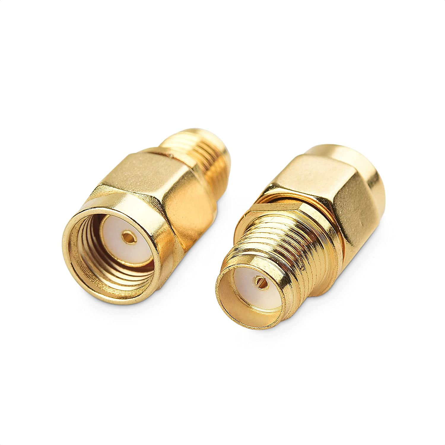 2-Pack SMA Female to RP-SMA Reverse Polarity Female Gold Plated Adapter 