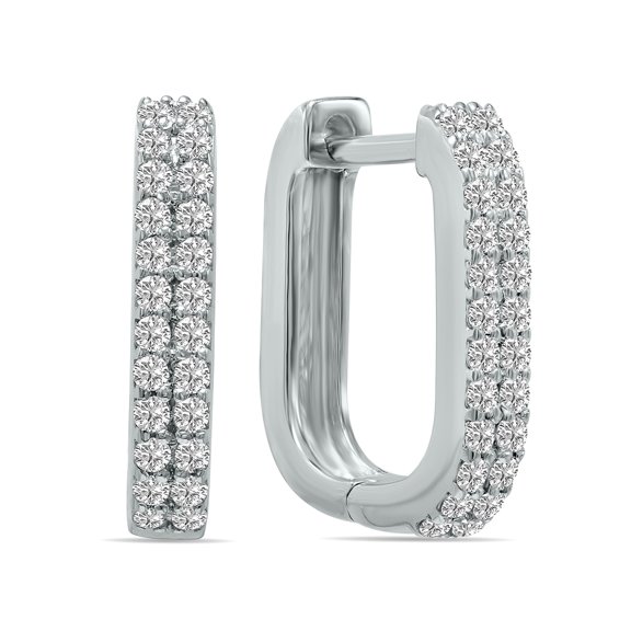 SZUL Women's 1/4 CTW Oval Lab Grown Diamond Huggies Hoop Earrings in 10K White Gold (F-G Color, VS1- VS2 Clarity)