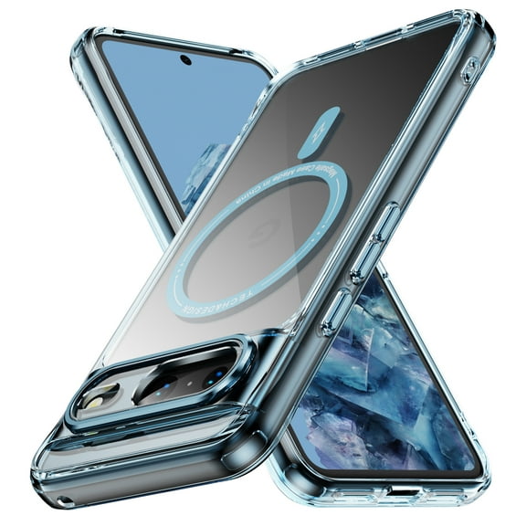 Allytechgroup Clear Case for Google Pixel 8A, Not Yellowing Shockproof Wirless Charging Anti-Scratch Bumper Magsafe Compatible Phone Case for Google Pixel 8a,Blue