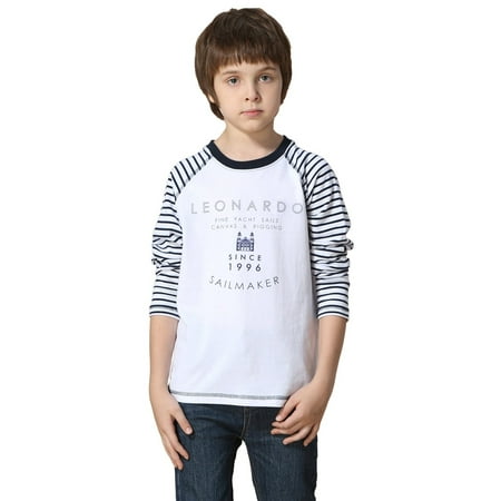 Leo&Lily boys' Long Sleeve Contrast Color Pullover Print T-Shirt