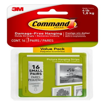 Command Picture Hanging Strips, Small, White, 16 Pairs