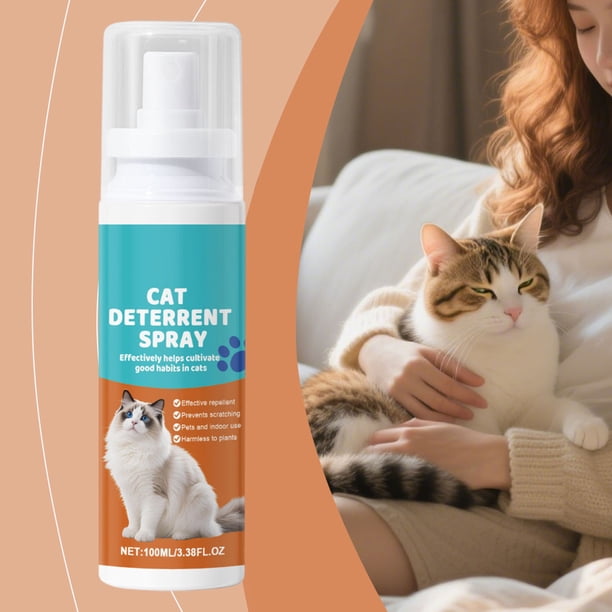 Spray repelente para gatos de 100 ml para uso doméstico que evita que los gatos orinen y arañen los muebles. Spray repelente portátil de plástico para gatos.