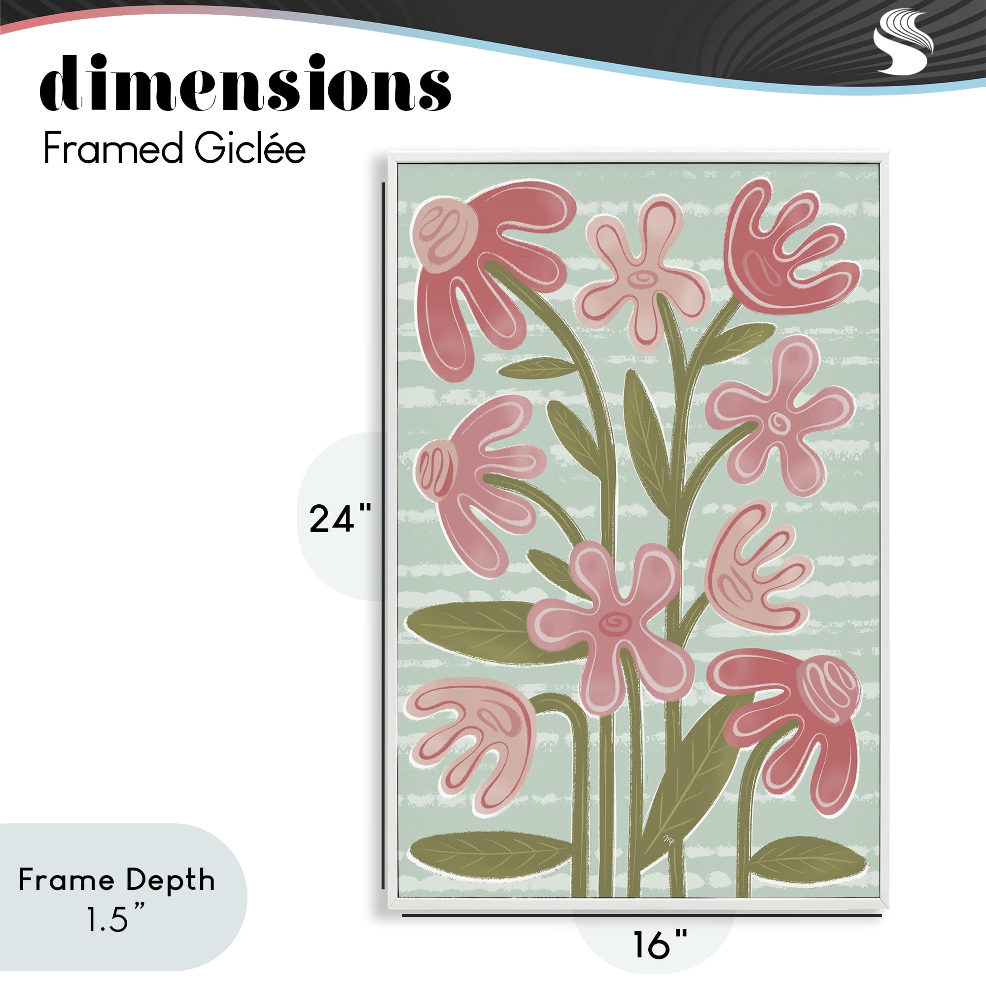 Stupell Industries Pink Whimsy Midcentury Flowers White Framed Giclee Art, design by Martina Pavlova
