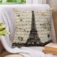 thumbnail image 3 of Pillow Covers 16x16 Set of 2, Paris Tower Throw Pillow Covers Decorative Couch Cushion Cover, Vintage Words Beige Grey Microfiber Soft Square Pillowcases for Bedroom Living Room Sofa, 3 of 9