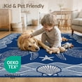 thumbnail image 4 of ODIKA 4'x6' Washable Area Rug Nautical Ocean Motif Border Scattered Symmetrical Animals Turtle Refined for Home Office, Under Desk, Non-Slip Chair-Friendly, Flatwoven, 4 of 7