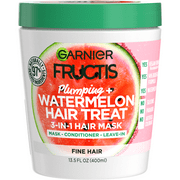 Garnier Fructis Plumping Nourishing Treat 3 in 1 Hair Mask, Frizzy Hair, Watermelon Extract, 13.5 fl oz