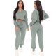 thumbnail image 2 of Gibobby Conjunto dama pants y sudadera afelpada Conjunto deportivo liso de manga corta con cuello en V y cordón para mujer(Verde,XL), 2 of 5