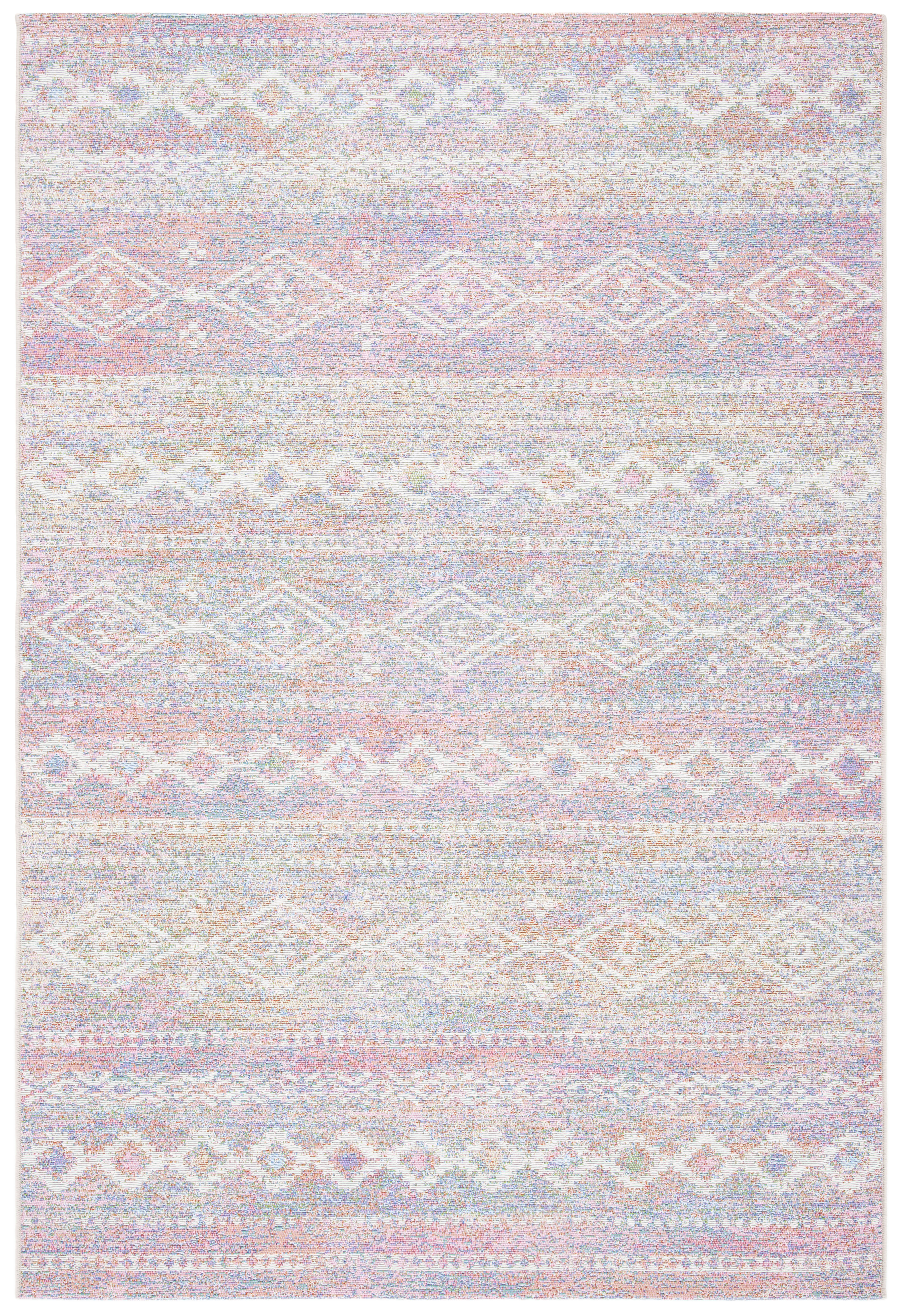 Safavieh Summer Zoja Outdoor Geometric Distressed Area Rug, Ivory/Pink, 5'3" x 7'6" - image 2 of 6