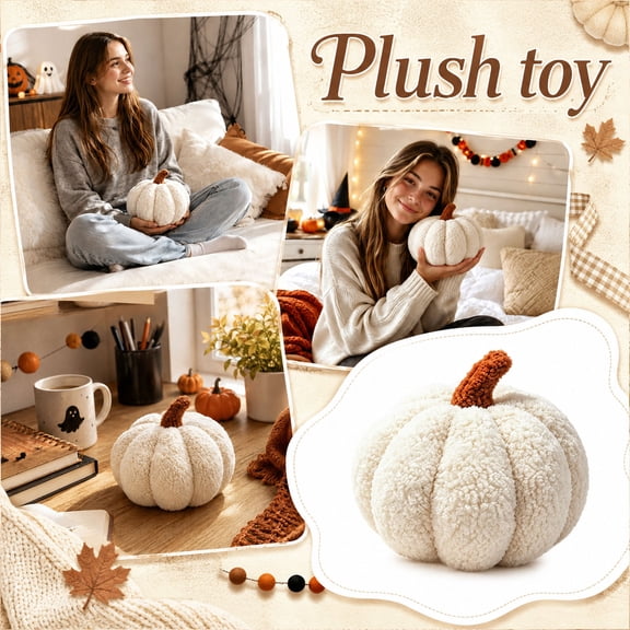 Halloween Pumpkin Plush Stuffed Animals Plush Doll Decorative Pillow Soft Figure Seasonal Party Decor for Home Sofa Bedroom Holiday Gift
