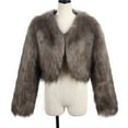 thumbnail image 6 of Atogsazn Women Faux Furry Cropped Jacket Casual Long Sleeve Open Front Coat Winter Warm Fashion Tops C-Coffee XXXL on Clearance, 6 of 9