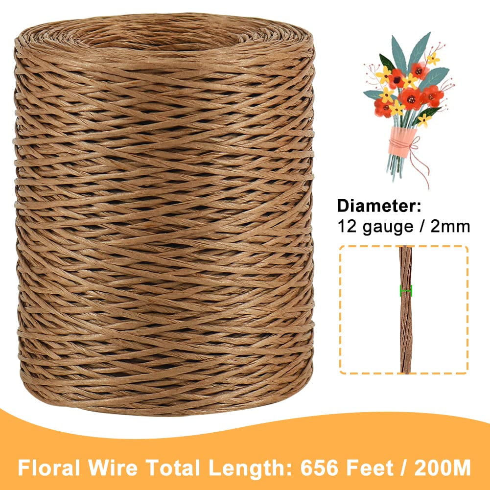 12 Gauge Floral Wire - Bendable Vine Bind Wire for Bouquets and Crafts (Dark Brown)