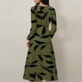 thumbnail image 4 of WTOBBY Women's Long Sleeve Casual Floral Print V-Neck Waist Long Dress Flowy Maxi Style with Adjustable Tie Versatile Print for Seasonal Outings Lightweight Fabric,Army Green L, 4 of 4