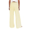 thumbnail image 6 of Danhjin Yellow Wide Leg Pants For Women Striped Flowy Drawstring Elastic Waist Stright Leg Pants With Pockets Summer Beach Vacation Outfits, 6 of 9