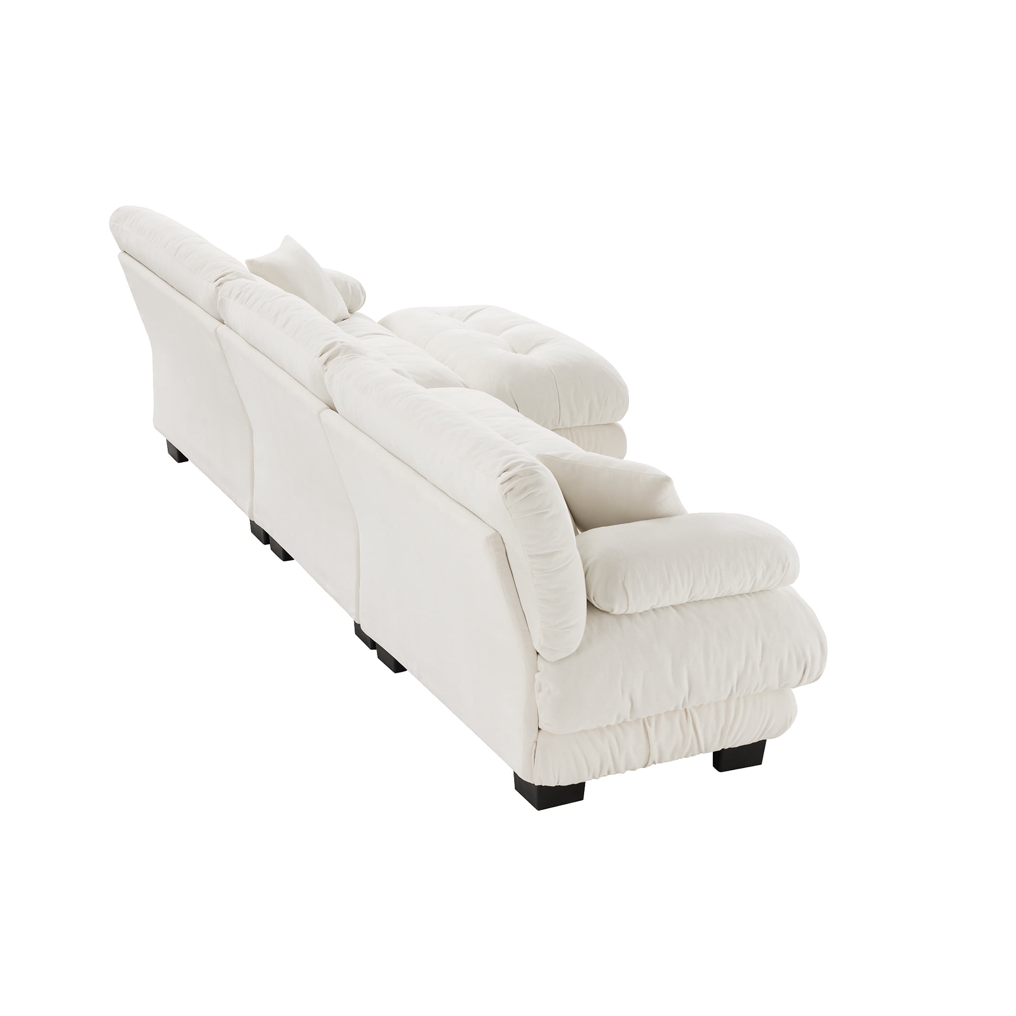 Gewnee Luxury Chenille Deep Seat White Modular Sectional Sofa Couch with Convertible Ottoman,Couch,Oversized L Shaped Cloud Couch for Living Room