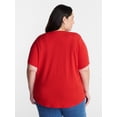 thumbnail image 3 of Terra & Sky Women’s Plus V Neck Tee with Short Sleeves, Sizes 0X-5X, 3 of 5