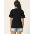 thumbnail image 4 of Unique Bargains Women's Short Sleeve T Shirts Basic Knit Tops Loose Solid Color Blouse S Black, 4 of 6