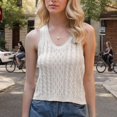 thumbnail image 2 of AherBiu Sweater Tank Tops for Women Cable Knitted V Neck Sleeveless Cropped Summer Casual Pullover Shirts Blouse, 2 of 3